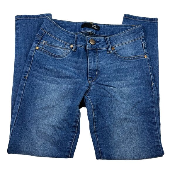1822 Denim Blue Ankle Jeans Sz 27 Slim Straight Leg Stretch Medium Wash Low Rise - Picture 1 of 14